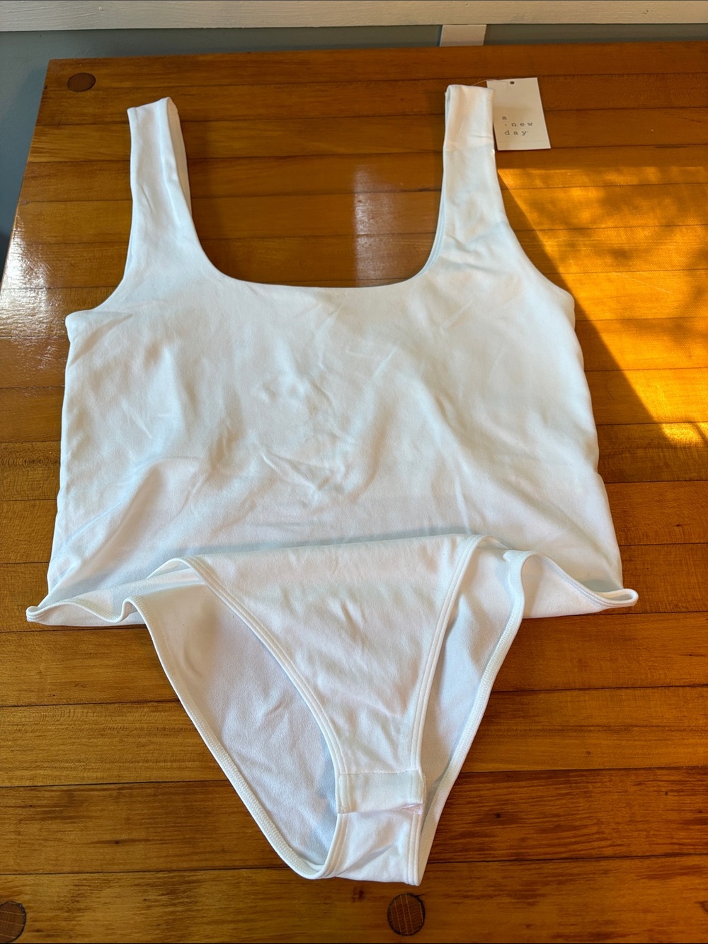 a new day White Square Neck Ribbed Bodysuit